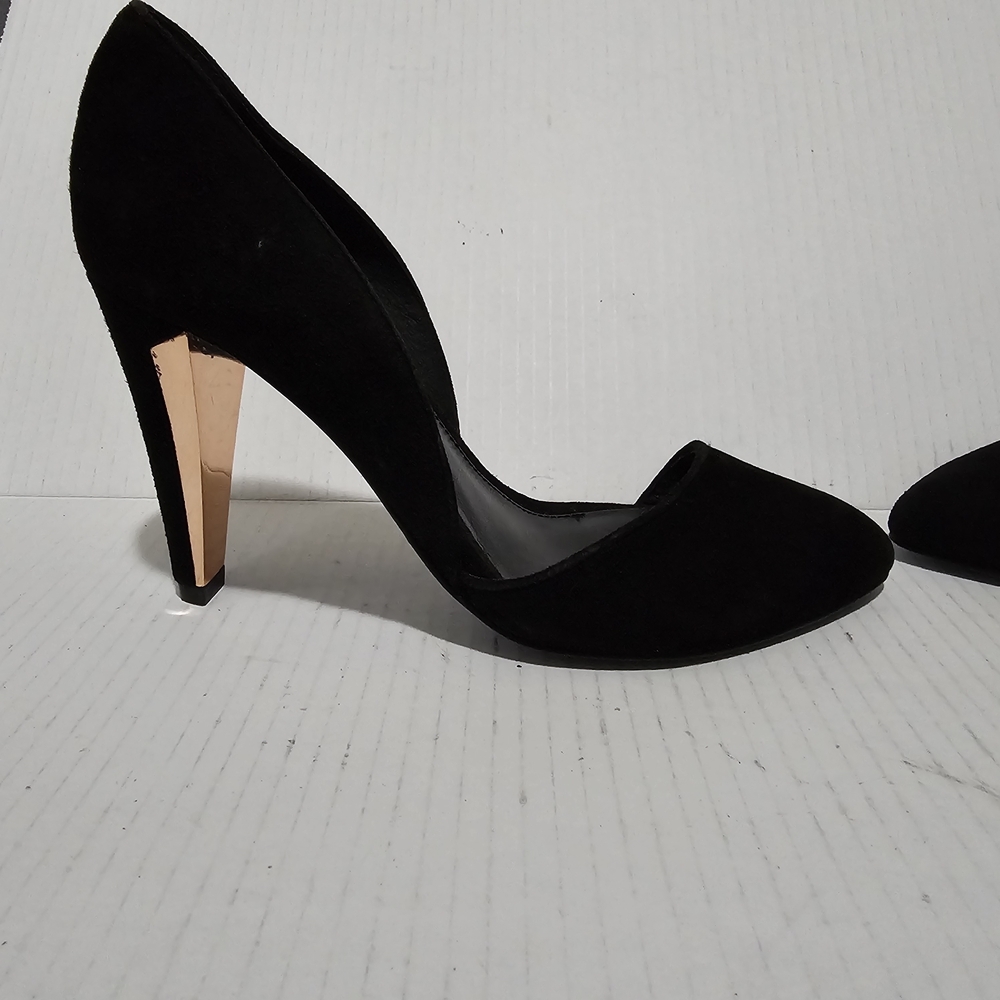 Rebecca Minkoff Black Suede D'Orsay Women's Pumps Gold Tone Heel Sz 8.5 Shoes